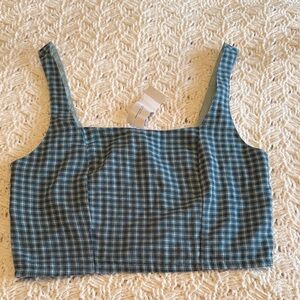 American Eagle Outfitters Blue Checkered Crop Top